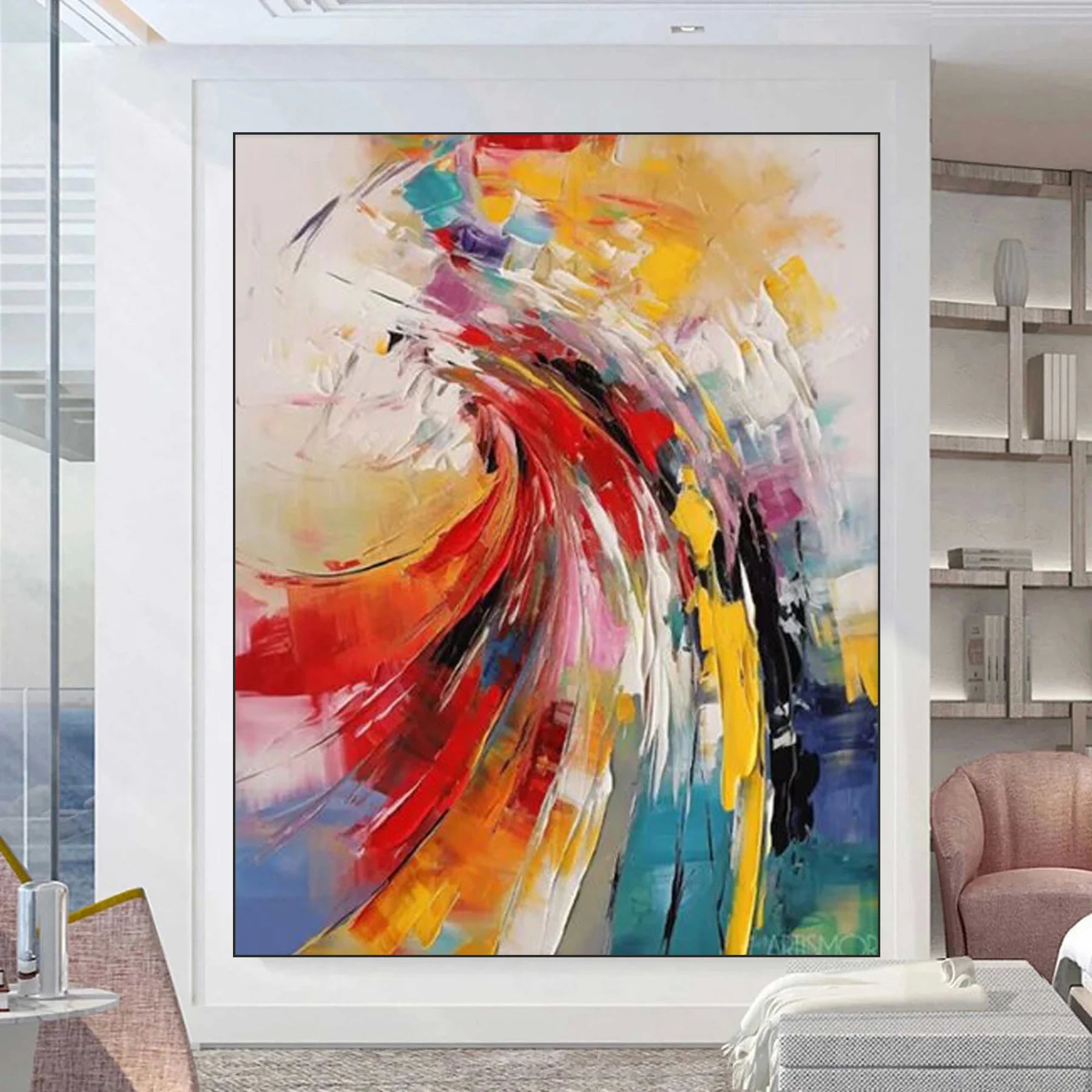 Dafeng Village Pic 100% Hand Painted Modern Abstract Oil Painting On Canvas Wall Art  For Living Room Home Decoration No Frame